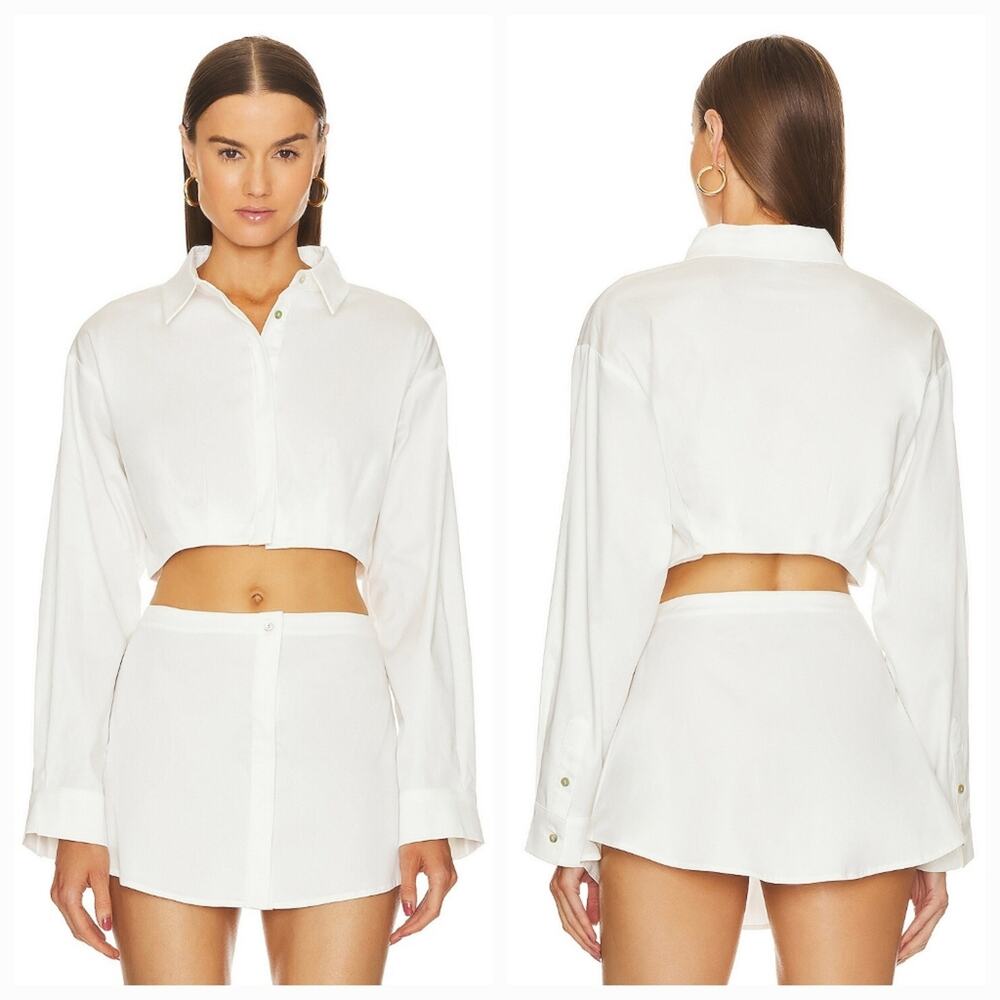 OW Collection Bella Crop Shirt in White